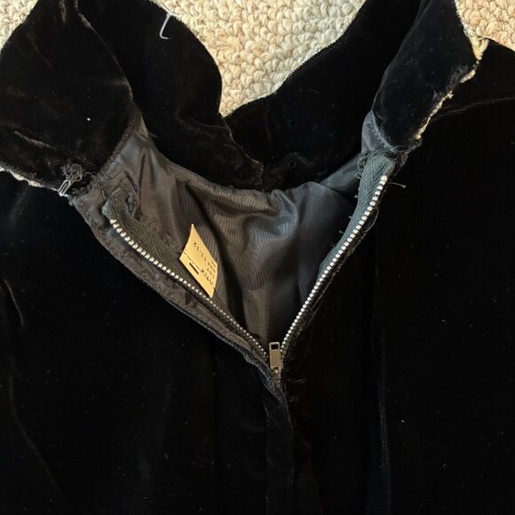 Vintage 70s Black Velvet Column Dress | Silver Thread & Beading | Mod Evening - Picture 7 of 11